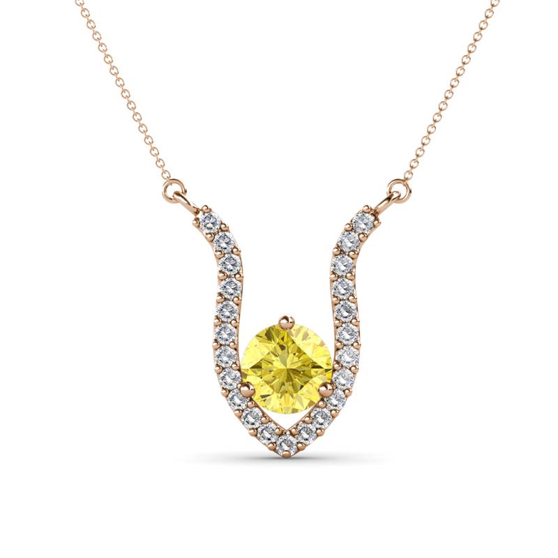 Lyra 6.00 mm Round Yellow Sapphire and Diamond Accent Pendant Necklace 