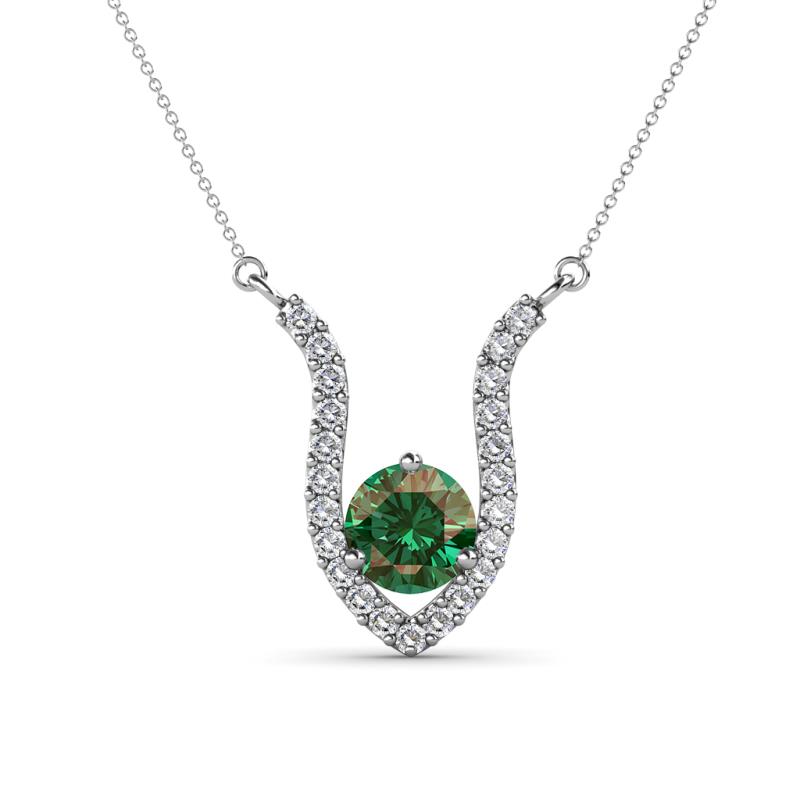 Lyra 6.00 mm Round Lab Created Alexandrite and Diamond Accent Pendant Necklace 