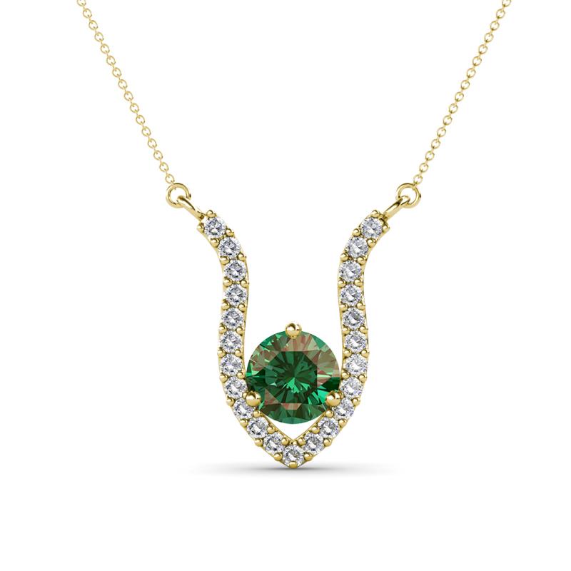 Lyra 6.00 mm Round Lab Created Alexandrite and Diamond Accent Pendant Necklace 