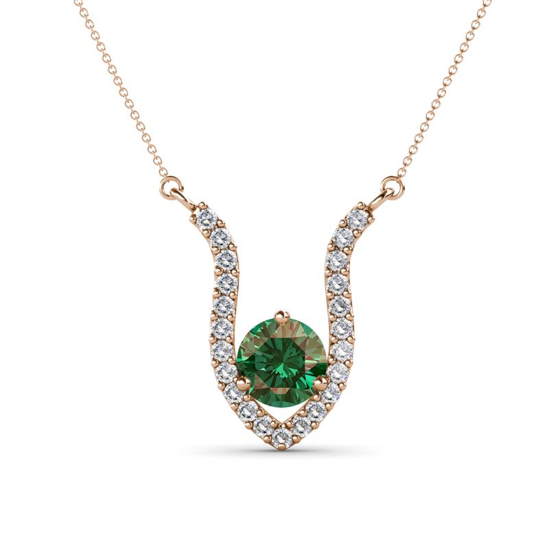 Lyra 6.00 mm Round Lab Created Alexandrite and Diamond Accent Pendant Necklace 