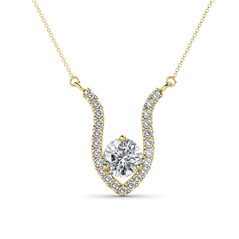 Lyra 6.00 mm Round Lab Grown Diamond and Diamond Accent Pendant Necklace 