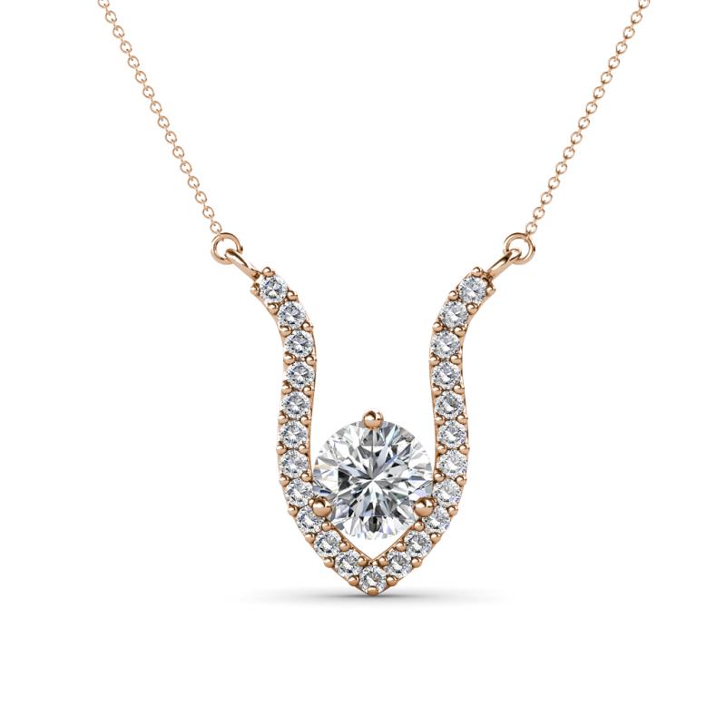 Lyra 6.00 mm Round Lab Grown Diamond and Diamond Accent Pendant Necklace 