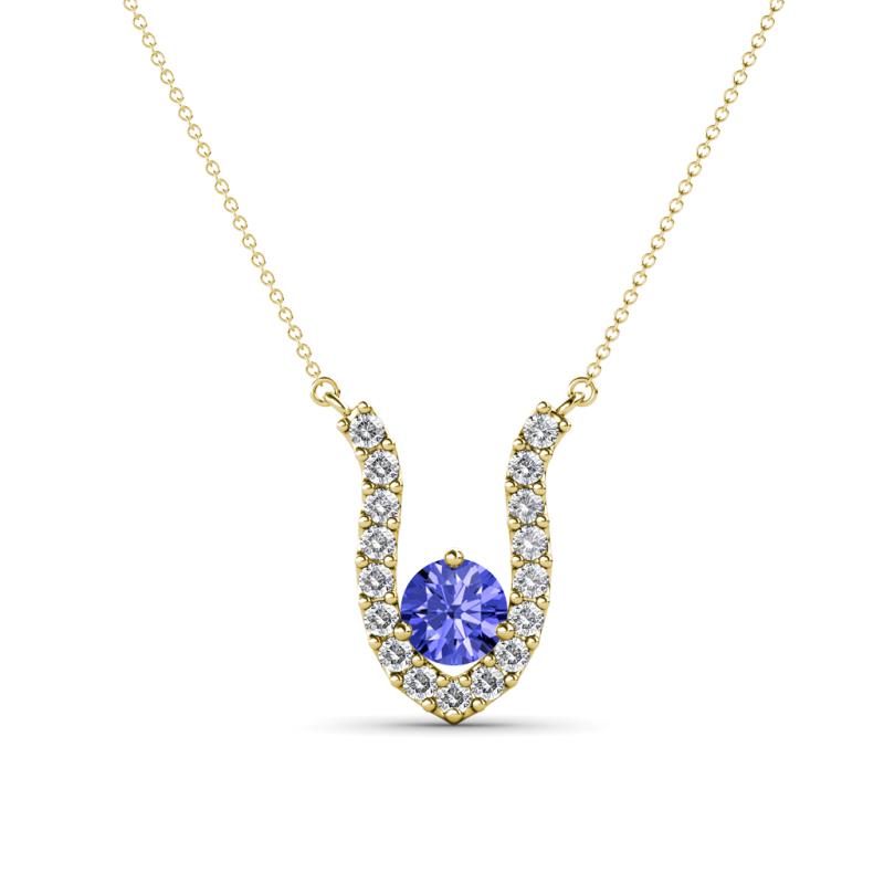 Lauren 4.00 mm Round Tanzanite and Diamond Accent Pendant Necklace 