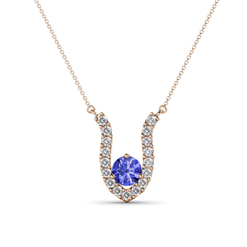 Lauren 4.00 mm Round Tanzanite and Diamond Accent Pendant Necklace 