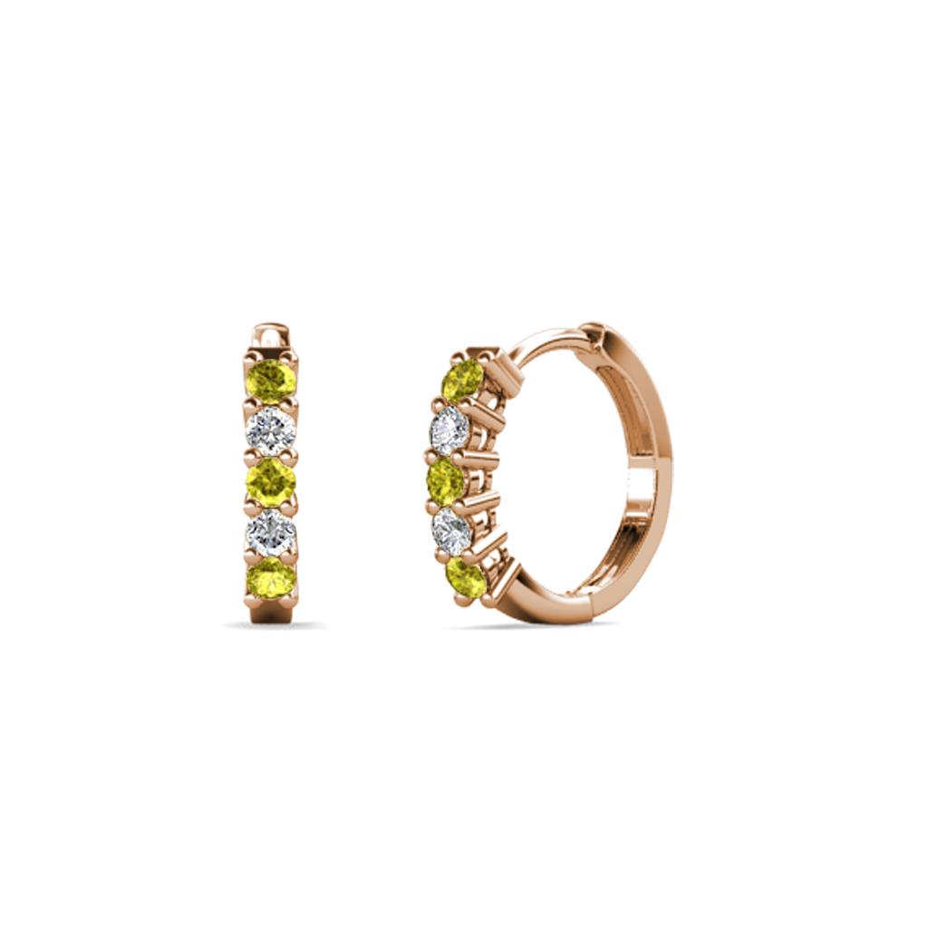 Aricia Petite Yellow and White Diamond Hoop Earrings 
