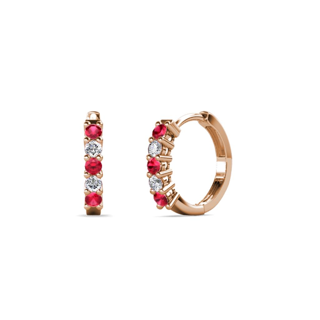 Aricia Petite Ruby and Lab Grown Diamond Hoop Earrings 