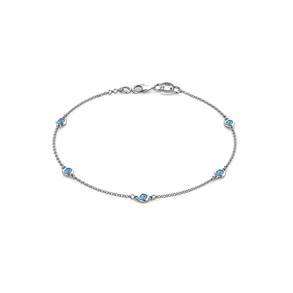 Aizza (5 Stn/2.7mm) Blue Topaz Station Bracelet 