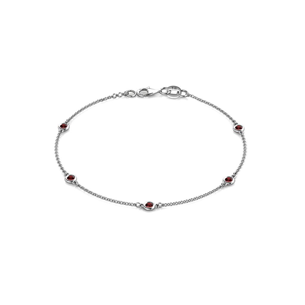 Aizza (5 Stn/2.7mm) Red Garnet Station Bracelet 
