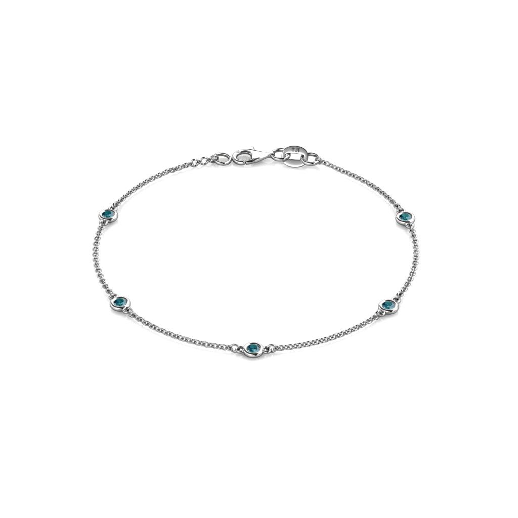 Aizza (5 Stn/2.7mm) London Blue Topaz Station Bracelet 