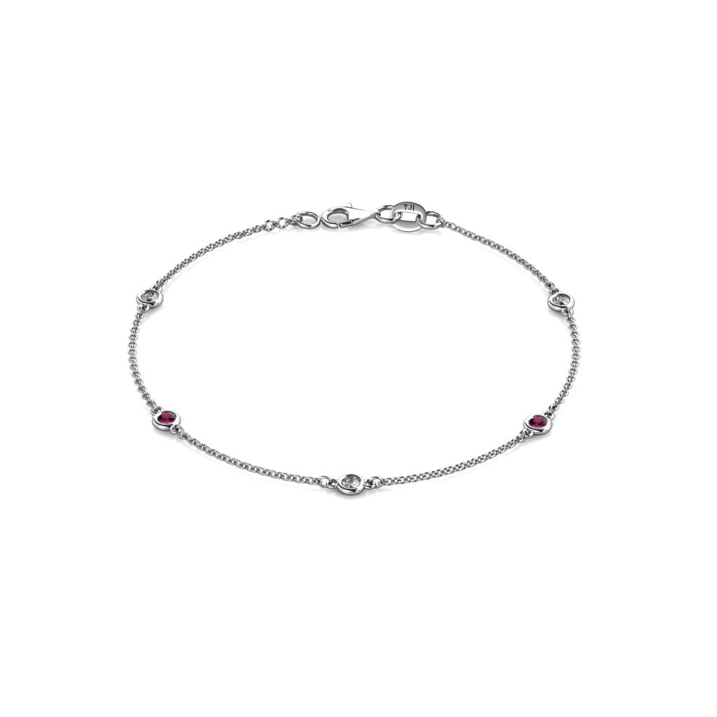 Aizza (5 Stn/2.7mm) Petite Ruby and Diamond Station Bracelet 