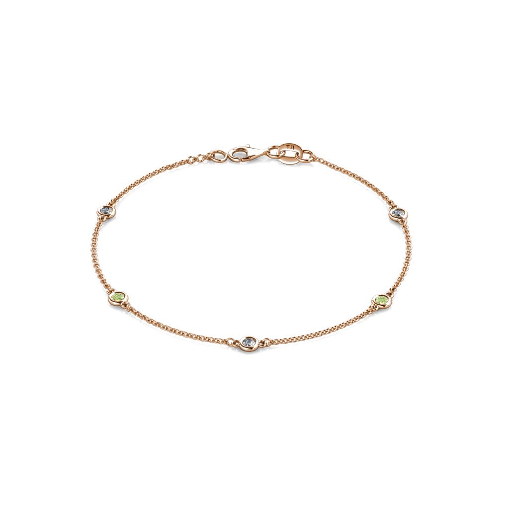 Aizza (5 Stn/2.7mm) Petite Peridot and Diamond Station Bracelet 
