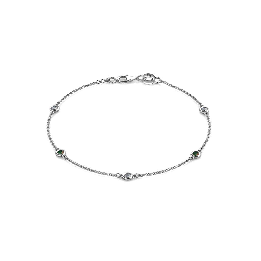 Aizza (5 Stn/2.7mm) Petite Diamond and Lab Created Alexandrite Station Bracelet 