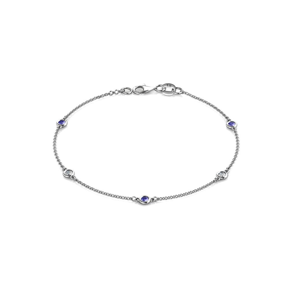 Aizza (5 Stn/2.7mm) Petite Tanzanite and Diamond Station Bracelet 