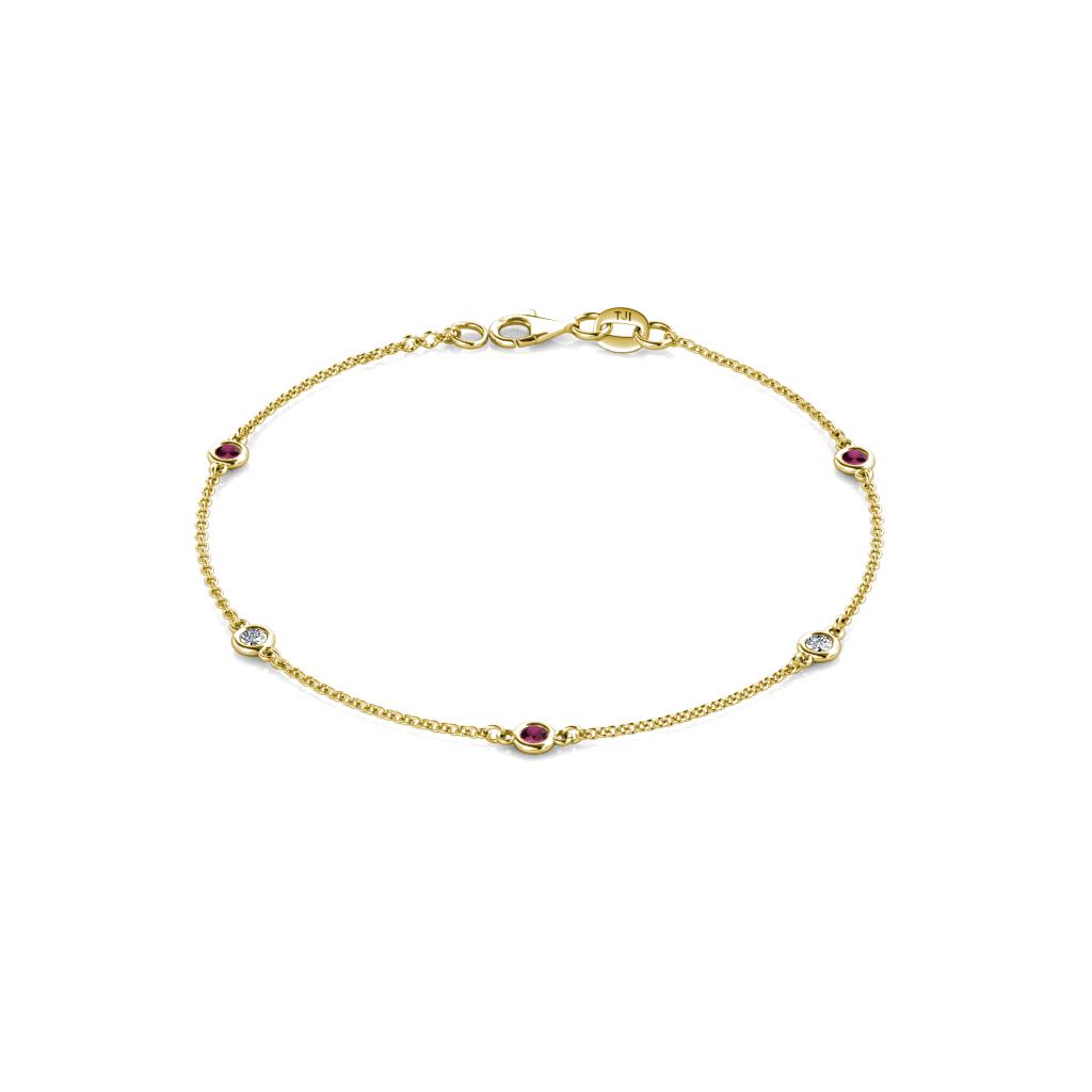 Aizza (5 Stn/2.7mm) Petite Ruby and Diamond Station Bracelet 