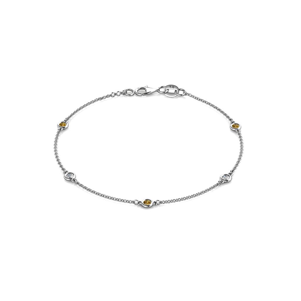 Aizza (5 Stn/2.7mm) Petite Citrine and Diamond Station Bracelet 
