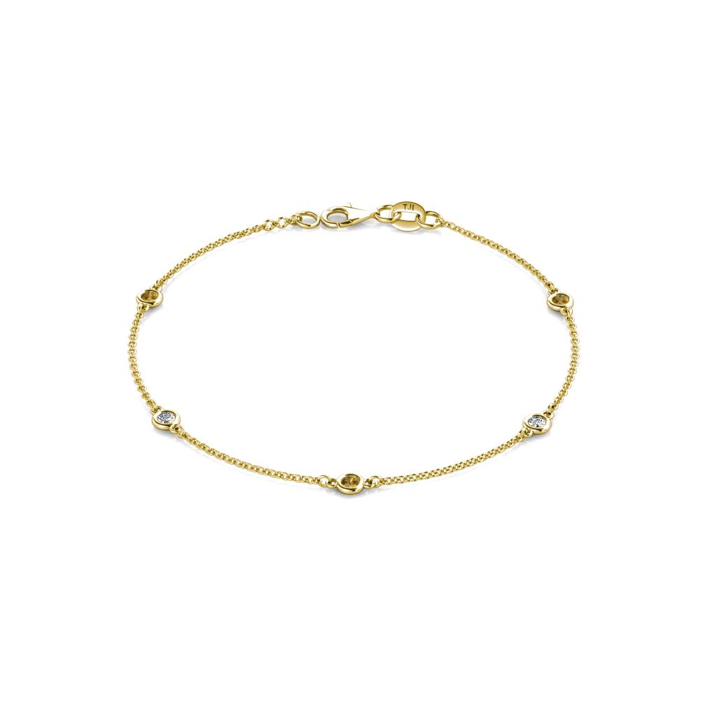 Aizza (5 Stn/2.7mm) Petite Citrine and Diamond Station Bracelet 