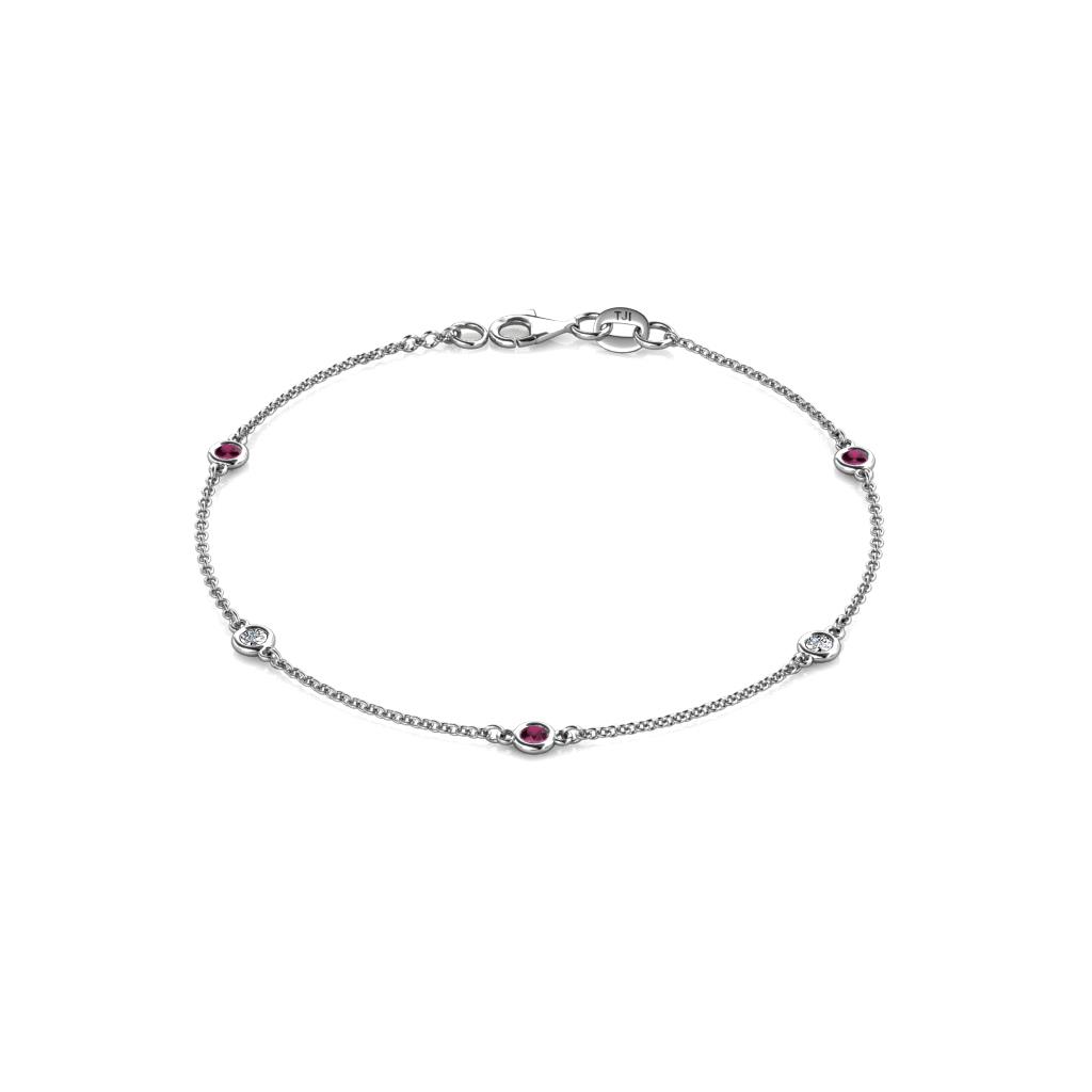 Aizza (5 Stn/2.7mm) Petite Ruby and Diamond Station Bracelet 