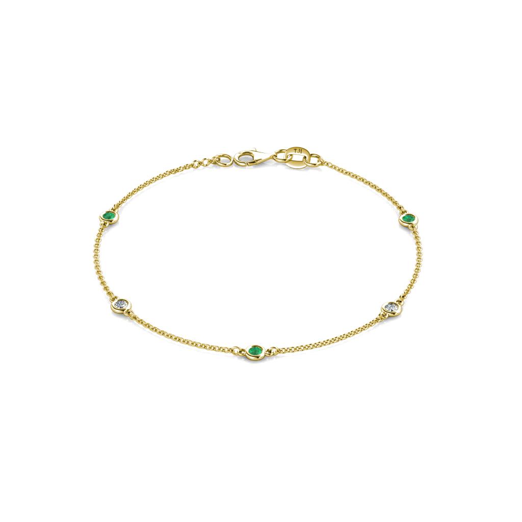 Aizza (5 Stn/2.7mm) Petite Emerald and Diamond Station Bracelet 