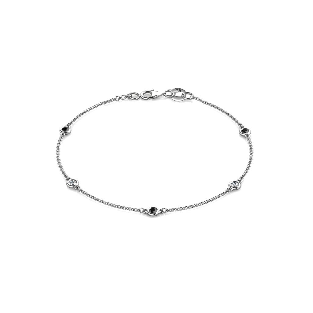 Aizza (5 Stn/2.7mm) Petite Black and White Diamond Station Bracelet 