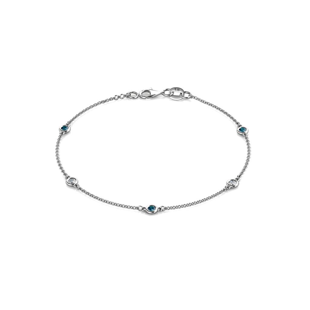 Aizza (5 Stn/2.7mm) Petite Blue and White Diamond Station Bracelet 