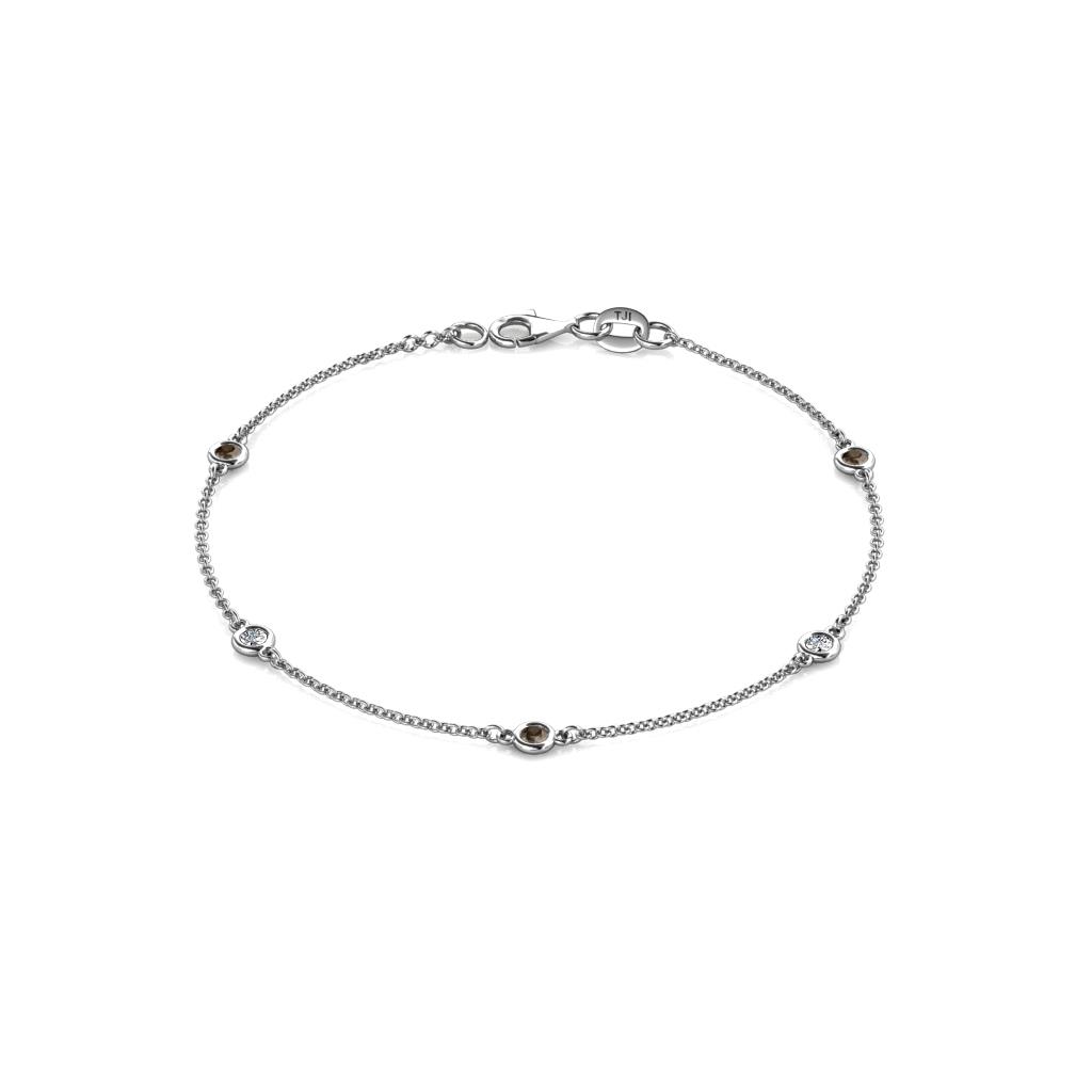 Aizza (5 Stn/2.7mm) Petite Smoky Quartz and Diamond Station Bracelet 