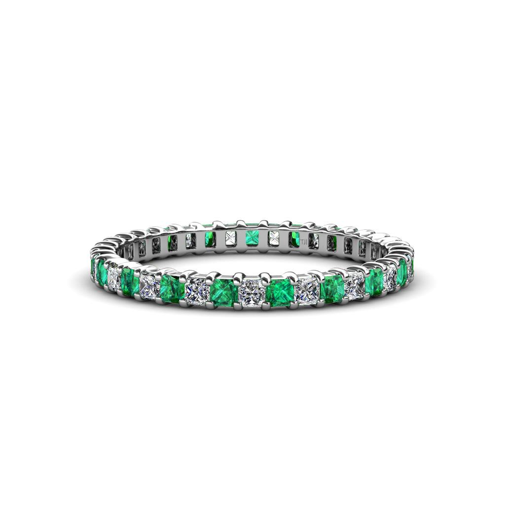 Allie 2.00 mm Square Cut Emerald and Princess Cut Diamond Eternity Band 