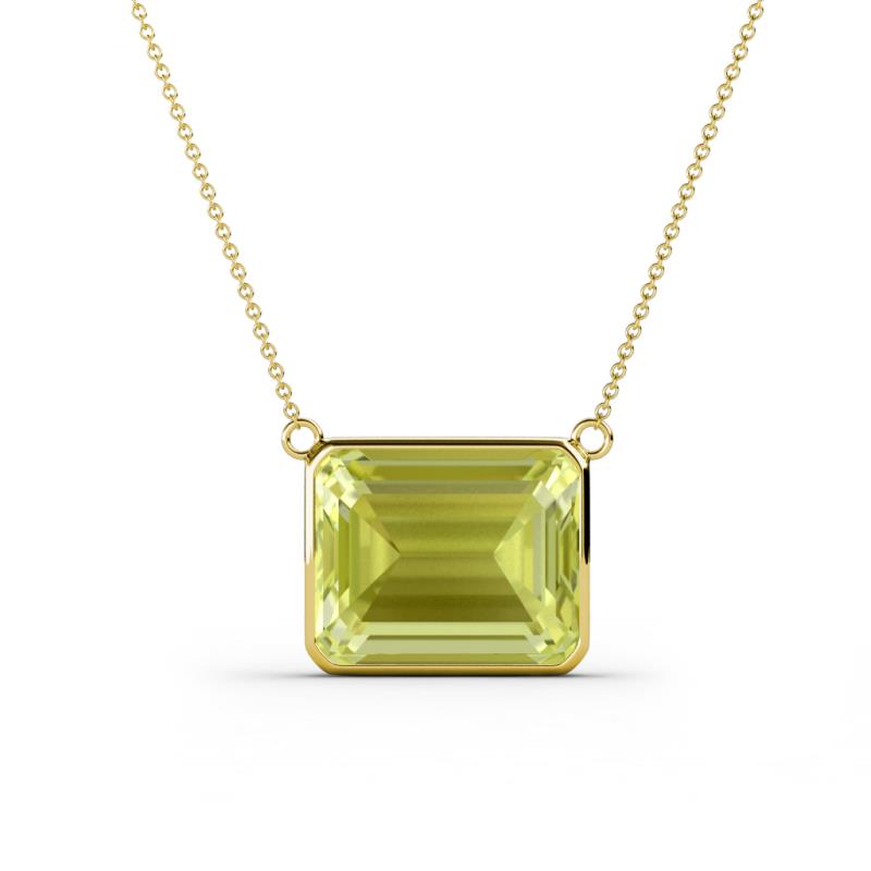 Olivia 12x10 mm Emerald Cut Lemon Quartz East West Solitaire Pendant Necklace 