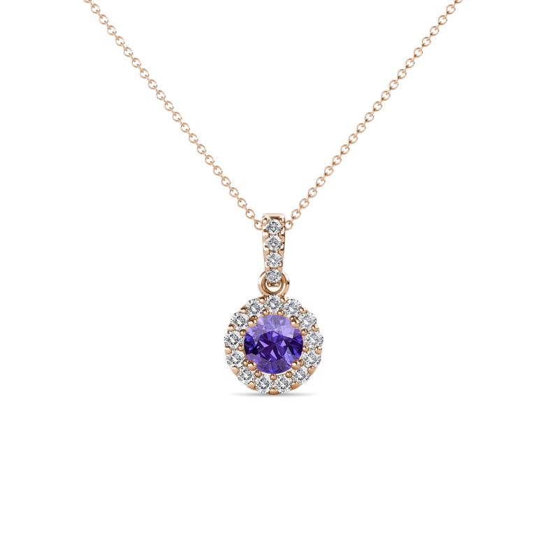 Azaria Iolite and Diamond Halo Pendant 