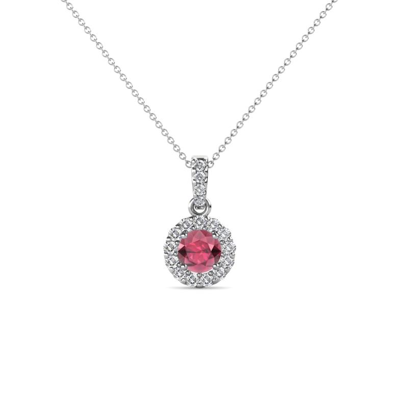 Azaria Rhodolite Garnet and Diamond Halo Pendant 