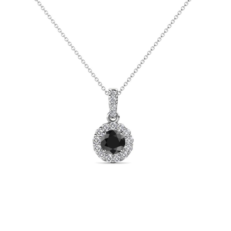 Azaria Black and White Diamond Halo Pendant 
