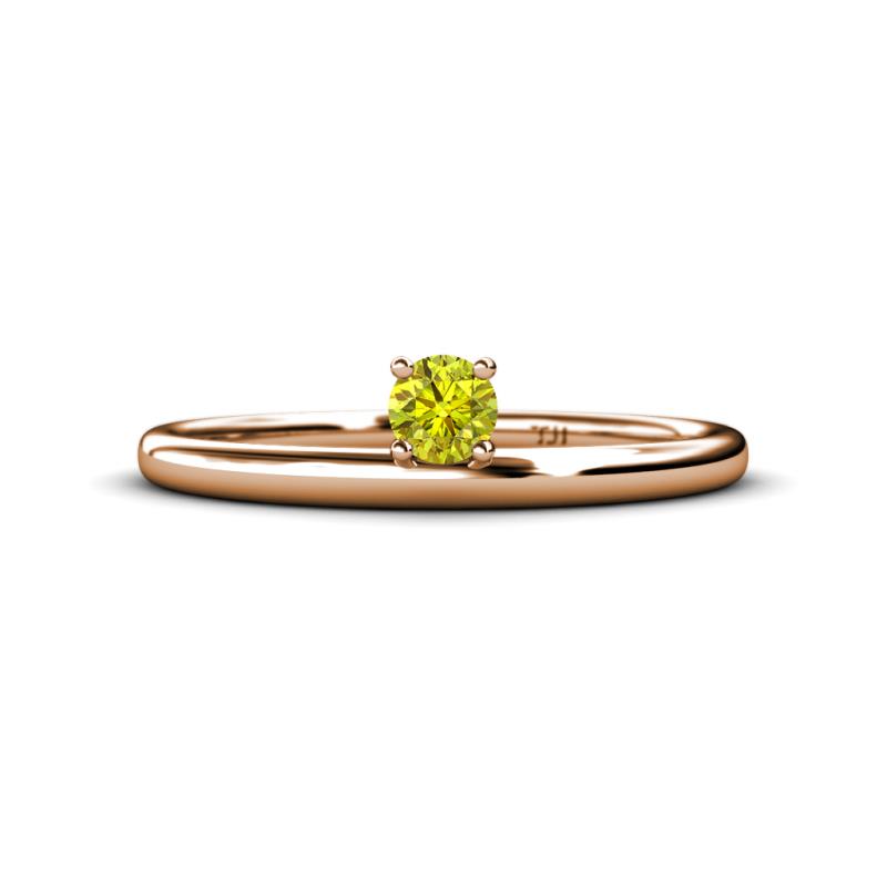 Celeste Bold 4.00 mm Round Yellow Diamond Solitaire Asymmetrical Stackable Ring 