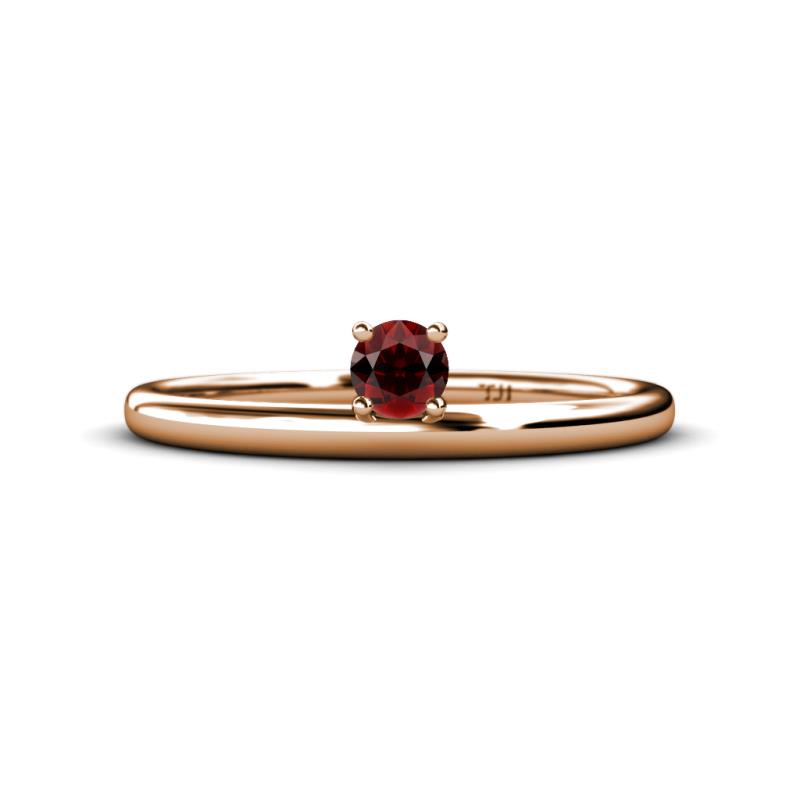 Celeste Bold 4.00 mm Round Red Garnet Solitaire Asymmetrical Stackable Ring 