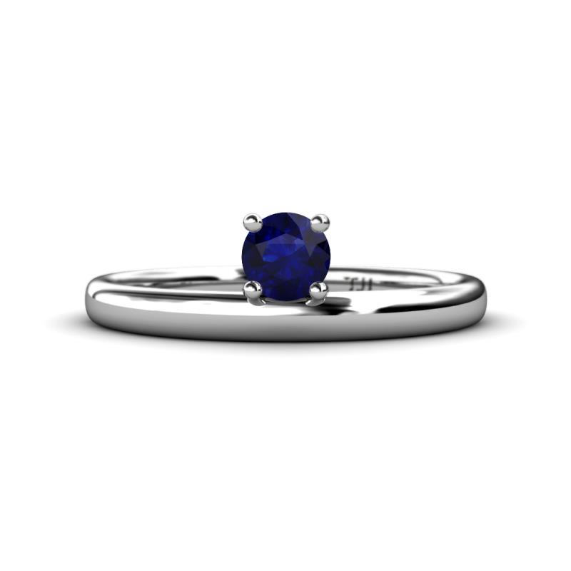 Celeste Bold Round Blue Sapphire Solitaire Asymmetrical Stackable Ring Round Blue Sapphire ct Womens Solitaire Asymmetrical Stackable Ring K White Gold