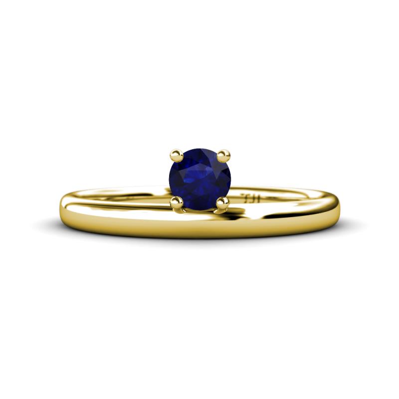 Celeste Bold 5.00 mm Round Blue Sapphire Solitaire Asymmetrical Stackable Ring 