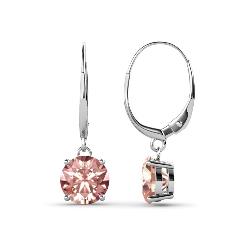 Grania Morganite (6.5mm) Solitaire Dangling Earrings 