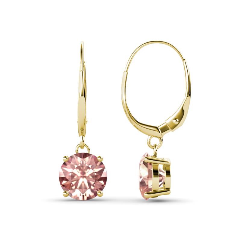 Grania Morganite (6.5mm) Solitaire Dangling Earrings 