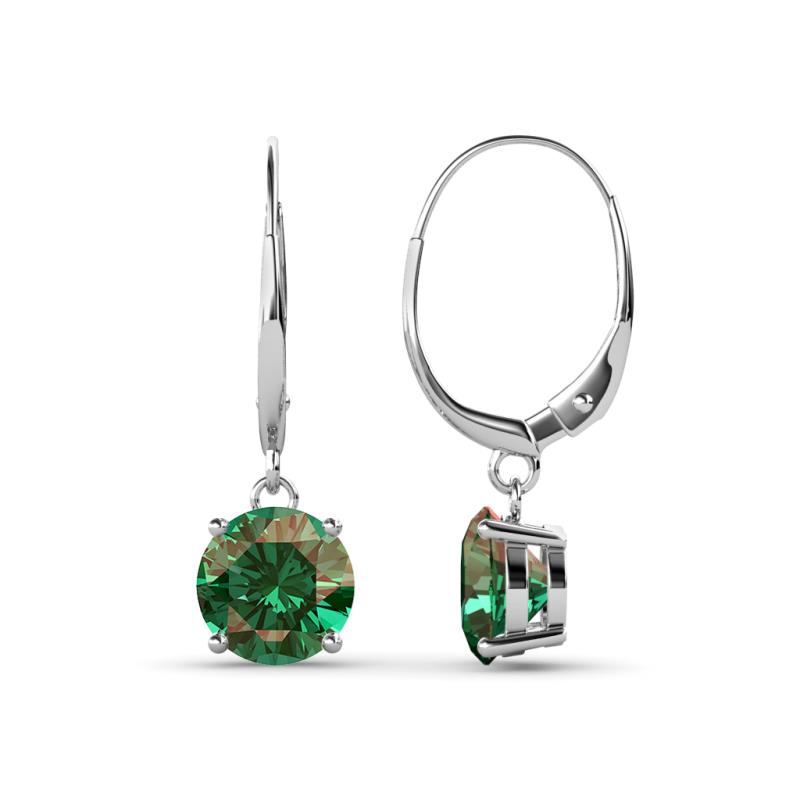 Grania Lab Created Alexandrite (6.5mm) Solitaire Dangling Earrings 