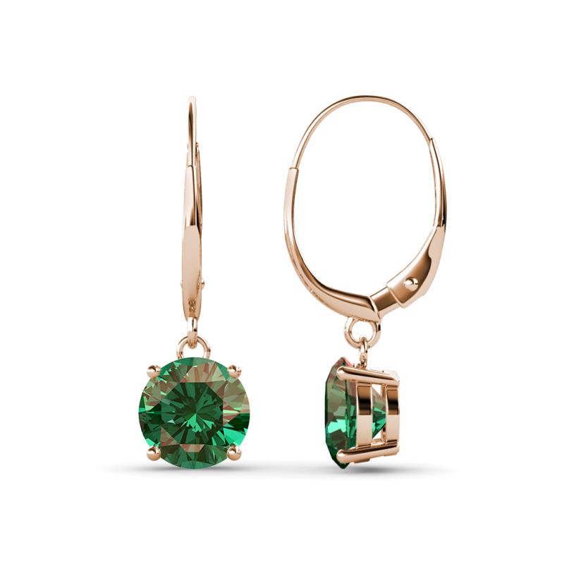 Grania Lab Created Alexandrite (6.5mm) Solitaire Dangling Earrings 