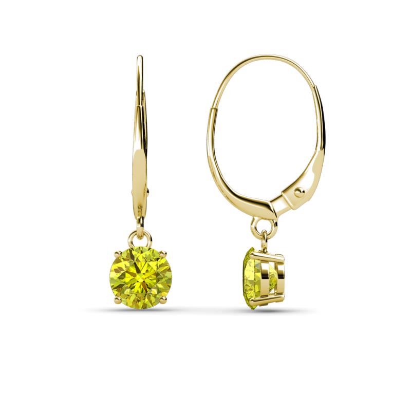 Grania Yellow Diamond (5mm) Solitaire Dangling Earrings 