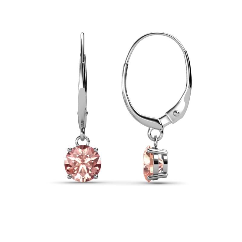 Grania Morganite (5mm) Solitaire Dangling Earrings 
