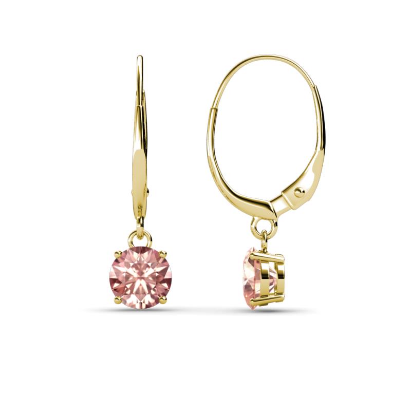 Grania Morganite (5mm) Solitaire Dangling Earrings 