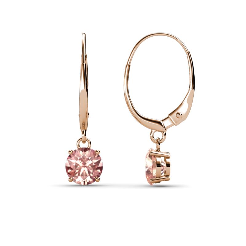 Grania Morganite (5mm) Solitaire Dangling Earrings 