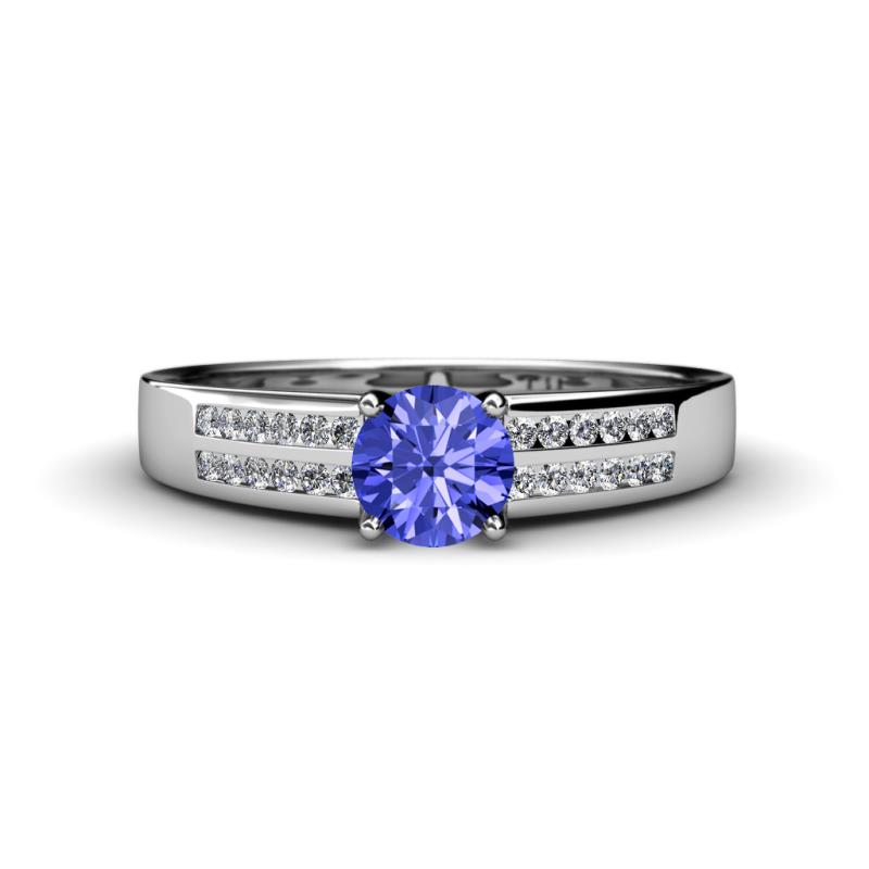 Eliza Classic Round Tanzanite and Diamond Engagement Ring 