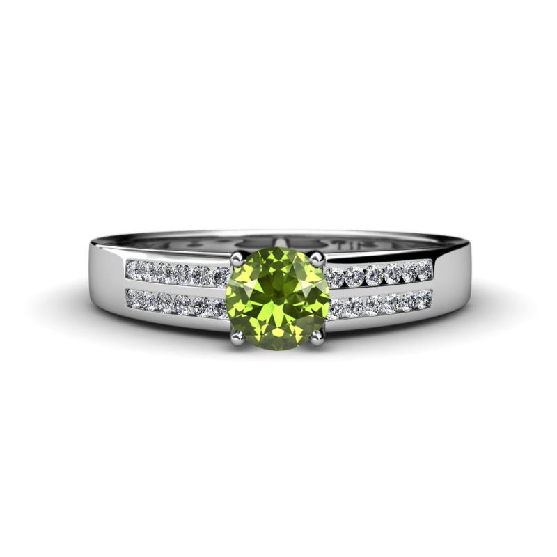 Eliza Classic Round Peridot and Diamond Engagement Ring 