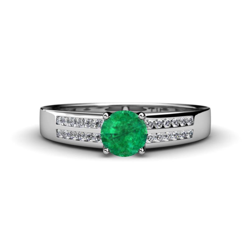 Eliza Classic Round Emerald and Diamond Engagement Ring 