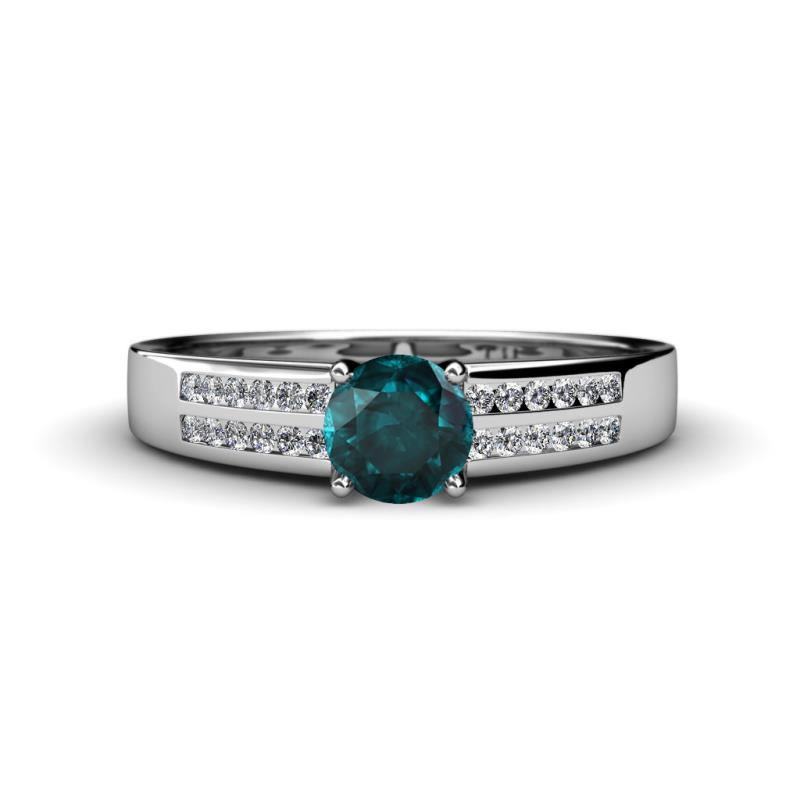 Eliza Classic Round London Blue Topaz and Diamond Engagement Ring 
