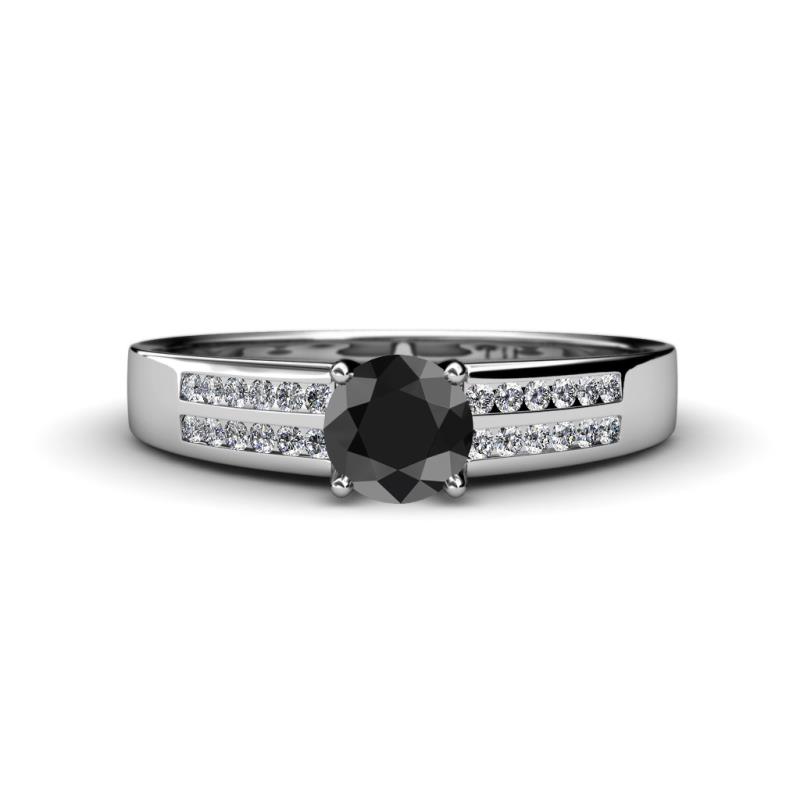 Eliza Classic Round Black Diamond and White Diamond Engagement Ring 