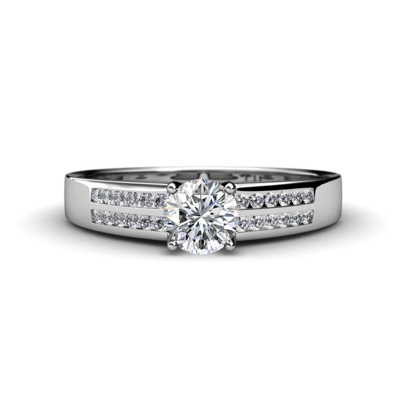Eliza Classic Round Lab Grown Diamond and Diamond Engagement Ring 