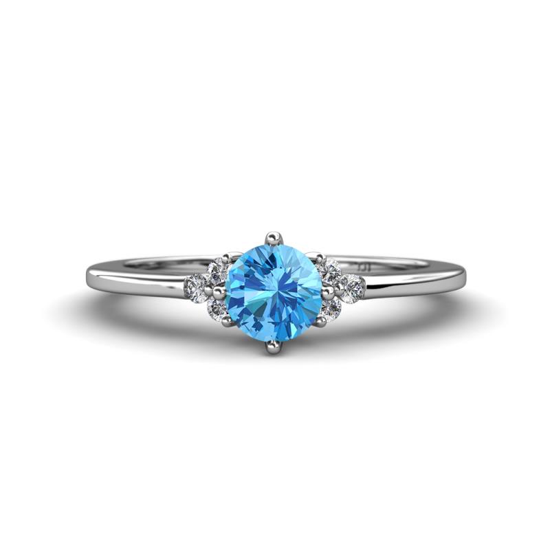 Catalina Classic Round Blue Topaz and Diamond Engagement Ring 