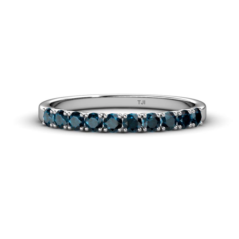 Emlynn 2.70 mm Blue Diamond 10 Stone Wedding Band 